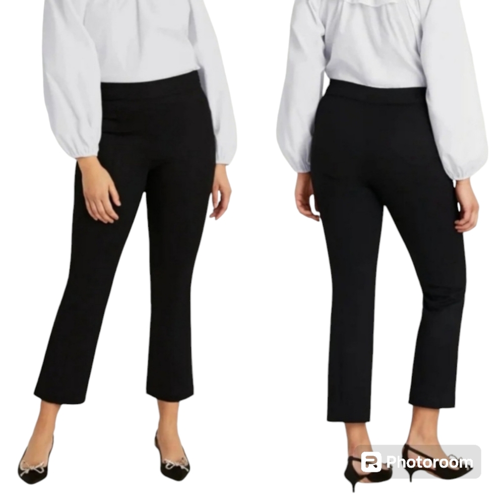 Hill House Claire Size Small Preppy Black High-Rise Straight Leg Ankle Pants NWT